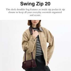 Coach Swing Zip 20 Shoulder Bag in Burgundy with Gold Hardware